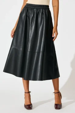 Hot Let It Happen Midi Skirt in Black Leatherette Bottoms|Skirts & Shorts