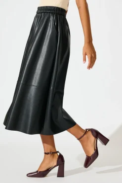 Hot Let It Happen Midi Skirt in Black Leatherette Bottoms|Skirts & Shorts
