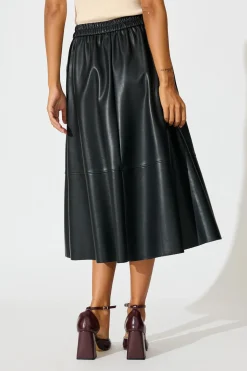 Hot Let It Happen Midi Skirt in Black Leatherette Bottoms|Skirts & Shorts