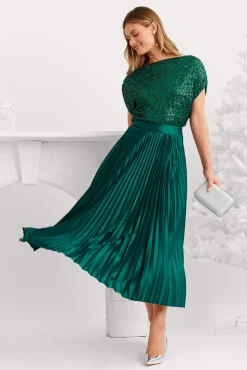 Online Liana Off Shoulder Top In Emerald Sequin Tops|Party & Occasion