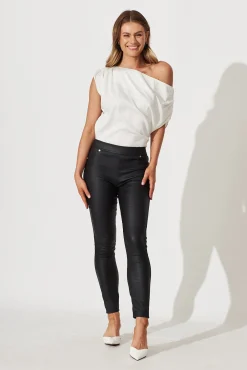 Online Liana Off Shoulder Top In White Satin Tops