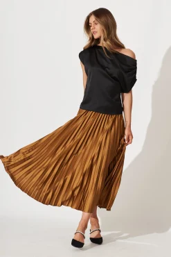 Discount Liana Off Shoulder Top In Black Satin Tops|Party & Occasion