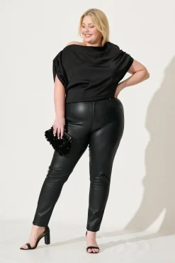 Discount Liana Off Shoulder Top In Black Satin Tops|Party & Occasion