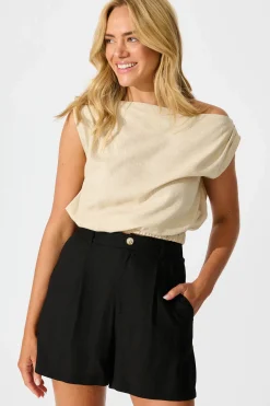 Online Lilo Short in Black Linen Blend Bottoms|Skirts & Shorts