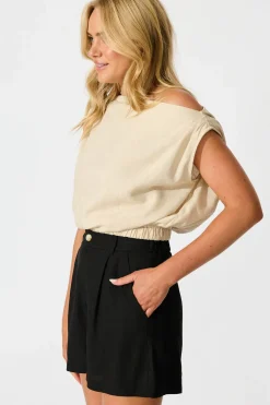 Online Lilo Short in Black Linen Blend Bottoms|Skirts & Shorts