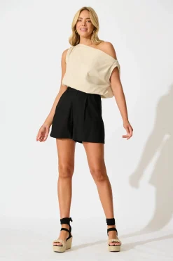 Online Lilo Short in Black Linen Blend Bottoms|Skirts & Shorts