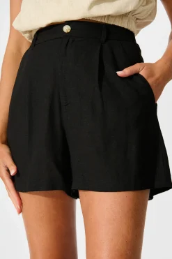 Online Lilo Short in Black Linen Blend Bottoms|Skirts & Shorts