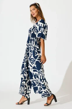 Fashion Limelight Jumpsuit in Navy with White Print Playsuits & Jumpsuits|Jumpsuits & Playsuits