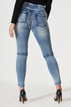 Outlet Little Lies High Rise Skinny Jegging In Mid Blue Denim Bottoms|Pants