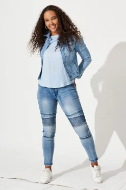 Outlet Little Lies High Rise Skinny Jegging In Mid Blue Denim Bottoms|Pants