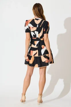 Discount Lohan Dress in Rust with Black Print Dresses|Casual