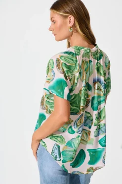Best Lombard Top in Multi Green Leaf Print Tops|Casual