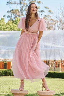Fashion Lotus Maxi Dress In Blush Tulle Dresses|Formal