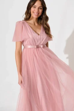Fashion Lotus Maxi Dress In Blush Tulle Dresses|Formal