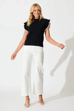 Discount Louisa Knit Top in Black Wool Blend Tops