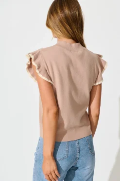 Sale Louisa Knit Top in Toffee Wool Blend Tops