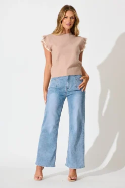 Sale Louisa Knit Top in Toffee Wool Blend Tops