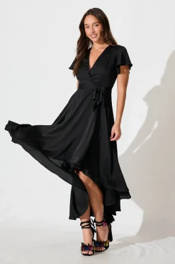 Sale Loulou Maxi Dress In Black Satin Dresses|Formal