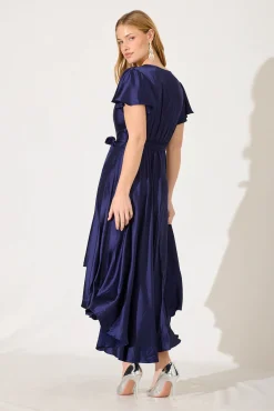 Best Loulou Maxi Dress In Navy Satin Dresses|Formal