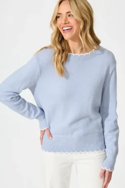 New Love language Knit in Blue Wool Blend Knitwear|Knitwear