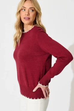 Outlet Love language Knit in Wine Wool Blend Knitwear|Knitwear
