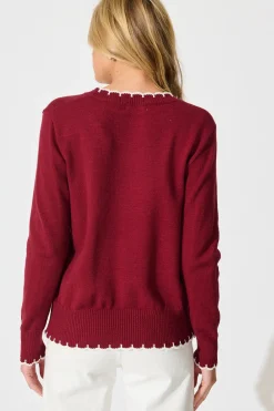 Outlet Love language Knit in Wine Wool Blend Knitwear|Knitwear