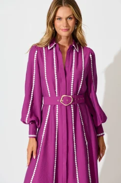 Outlet Lovingly Maxi Shirt Dress in Plum Dresses|Party