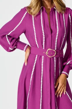 Outlet Lovingly Maxi Shirt Dress in Plum Dresses|Party