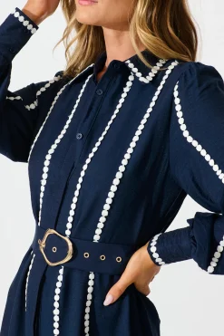 New Lovingly Maxi Shirt Dress in Navy Dresses|Party