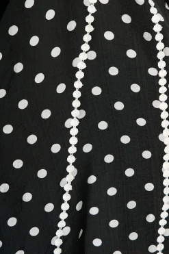 Clearance Lovingly Maxi Shirt Dress in Black with White Polka Dot Dresses|Party