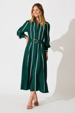 Online Lovingly Maxi Shirt Dress In Emerald Green Dresses|Party