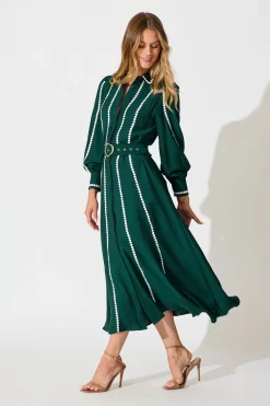 Online Lovingly Maxi Shirt Dress In Emerald Green Dresses|Party