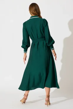 Online Lovingly Maxi Shirt Dress In Emerald Green Dresses|Party