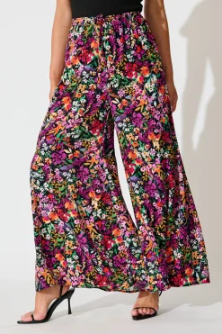 Discount Lucia Pant In Black Multi Floral Bottoms