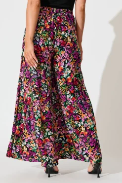 Discount Lucia Pant In Black Multi Floral Bottoms