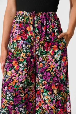 Discount Lucia Pant In Black Multi Floral Bottoms