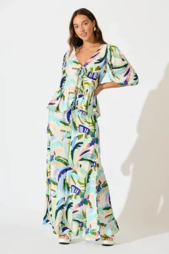 Sale Lucia Pant in Multi Green Print Bottoms