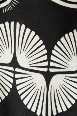 Discount Lucinda Pant in Black with White Swirl Print Linen Blend Bottoms|Pants