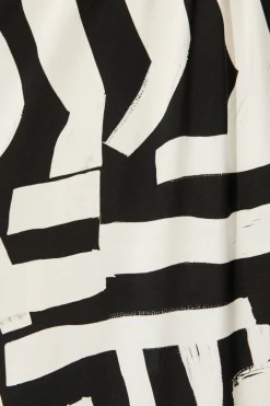 Discount Luminous Midi Dress in Black with White Geometric Print Dresses|Casual