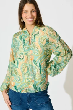 Online Luna Mirage Top in Multi Green Print Tops|Party & Occasion