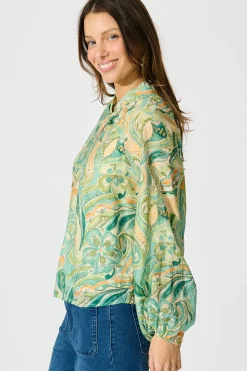 Online Luna Mirage Top in Multi Green Print Tops|Party & Occasion