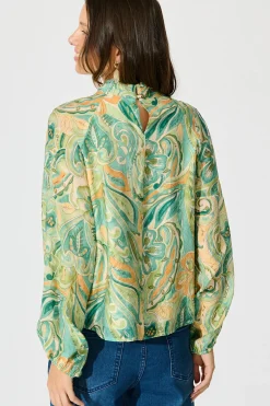 Online Luna Mirage Top in Multi Green Print Tops|Party & Occasion