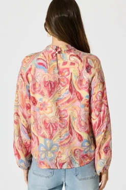 Sale Luna Mirage Top in Multi Pink Print Tops|Party & Occasion