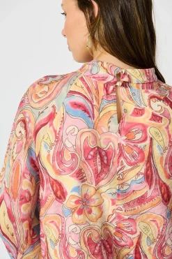 Sale Luna Mirage Top in Multi Pink Print Tops|Party & Occasion