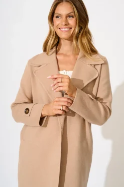 Fashion Luxe Knit Coat in Camel Knitwear|Knitwear