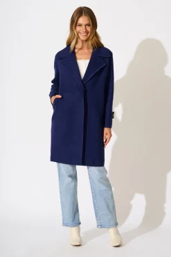 Outlet Luxe Knit Coat in Navy Knitwear|Knitwear