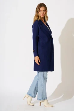Outlet Luxe Knit Coat in Navy Knitwear|Knitwear