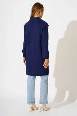 Outlet Luxe Knit Coat in Navy Knitwear|Knitwear
