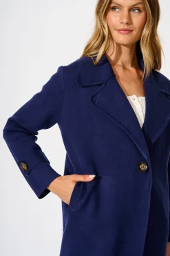 Outlet Luxe Knit Coat in Navy Knitwear|Knitwear