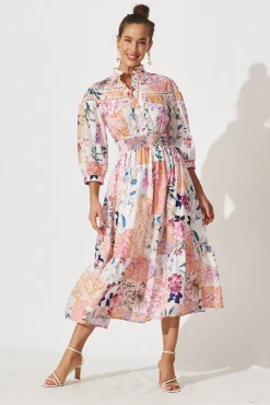 Sale Lyn Midi Dress In Rust Patch Floral Dresses|Casual